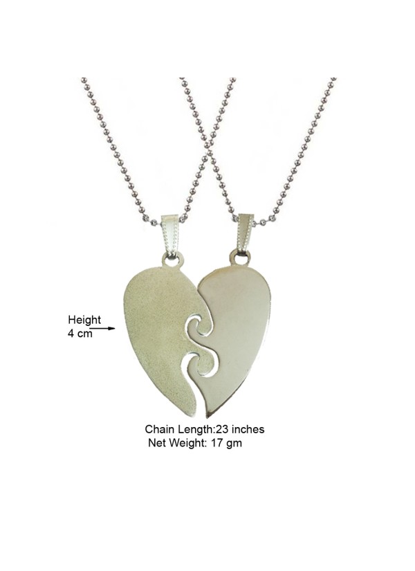 Two Pieces Couple Heart Shape Necklace by Menjewell 